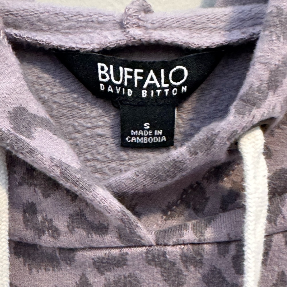 Buffalo David Bitton Purple Leopard Hoodie size small - Picture 2 of 4